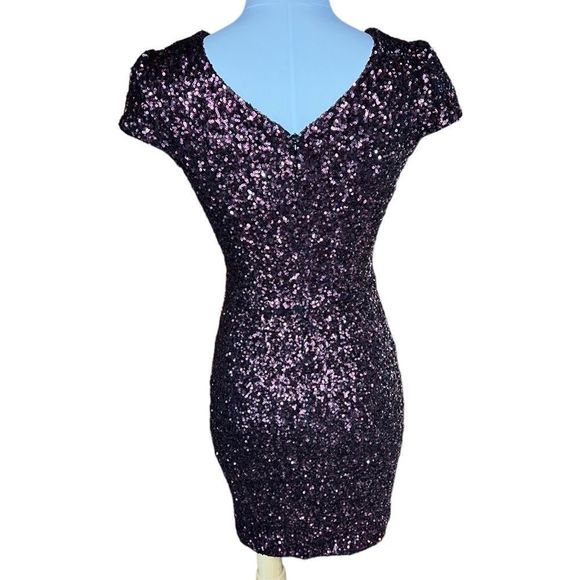 Dress The Population Zoe Sequin V Neck Body Con Dress Size Small - Picture 5 of 10